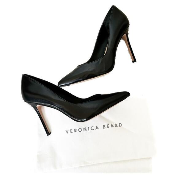 Veronica Beard Lisa Smooth Leather High Stiletto Heel Pointed Toe Pump Black 8.5 - Picture 5 of 11